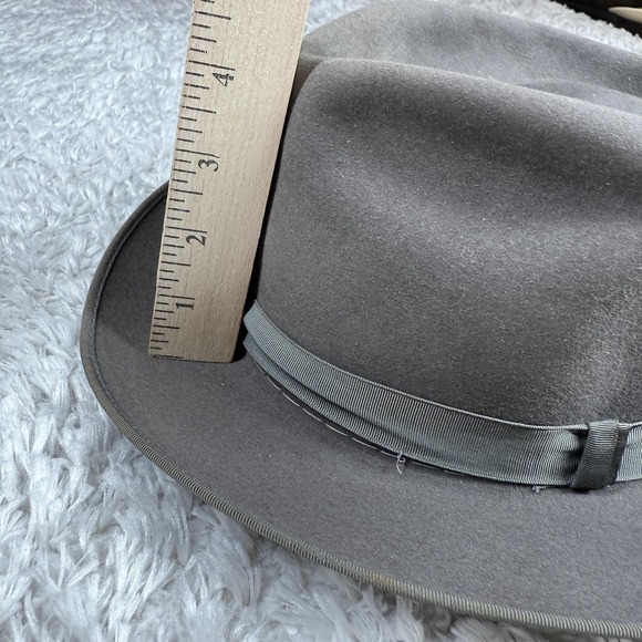 Vintage Champ Hat Fedora Fitted Mens 7 1/4 Gray Featherweight Bound Edge 80s - Picture 8 of 15